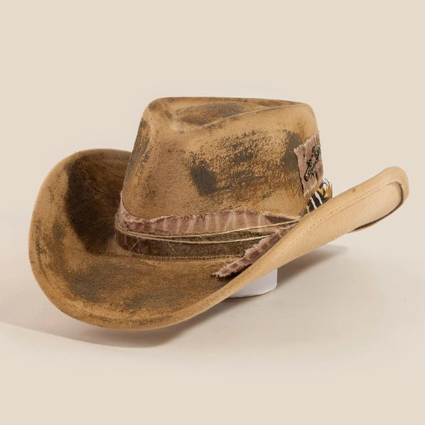Distressed Western Cowboy Hat | Light Brown