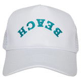 Beach Upside Down Trucker Cap | White/Mint