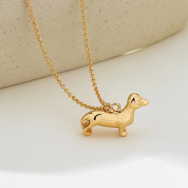 Dachshund Dog Pendant Necklace | Gold