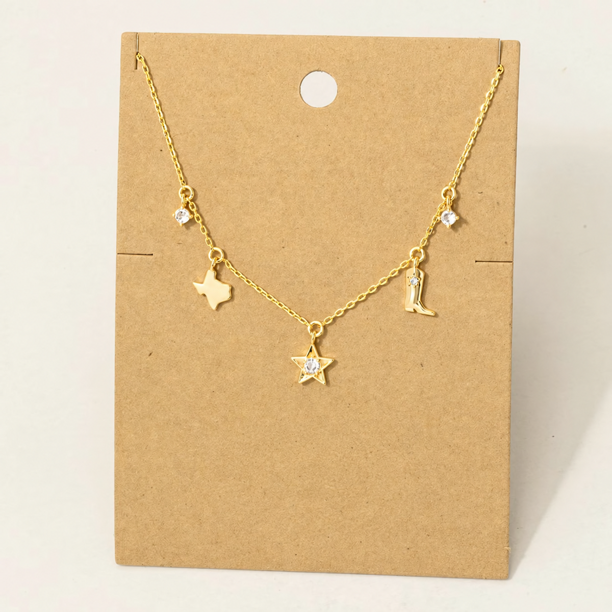 Texas Star Boot Charm Necklace | Gold
