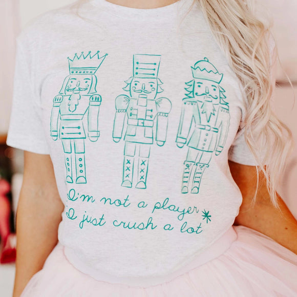 I'm Not A Player I Just Crush A Lot Tee | Heather White