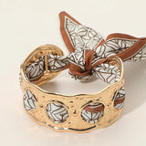 Scarf Tie Gold Cuff Bracelet | Camel