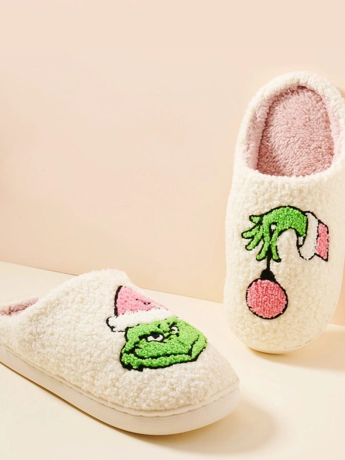 Pink Grinch | Christmas Fuzzy Slippers