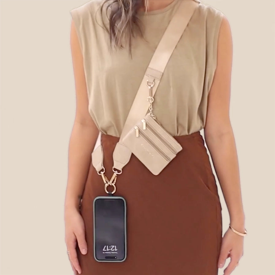 Clip & Go Solid Phone Lanyard | Taupe