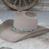 Diamond Turquoise Concho Hat Band | Silver