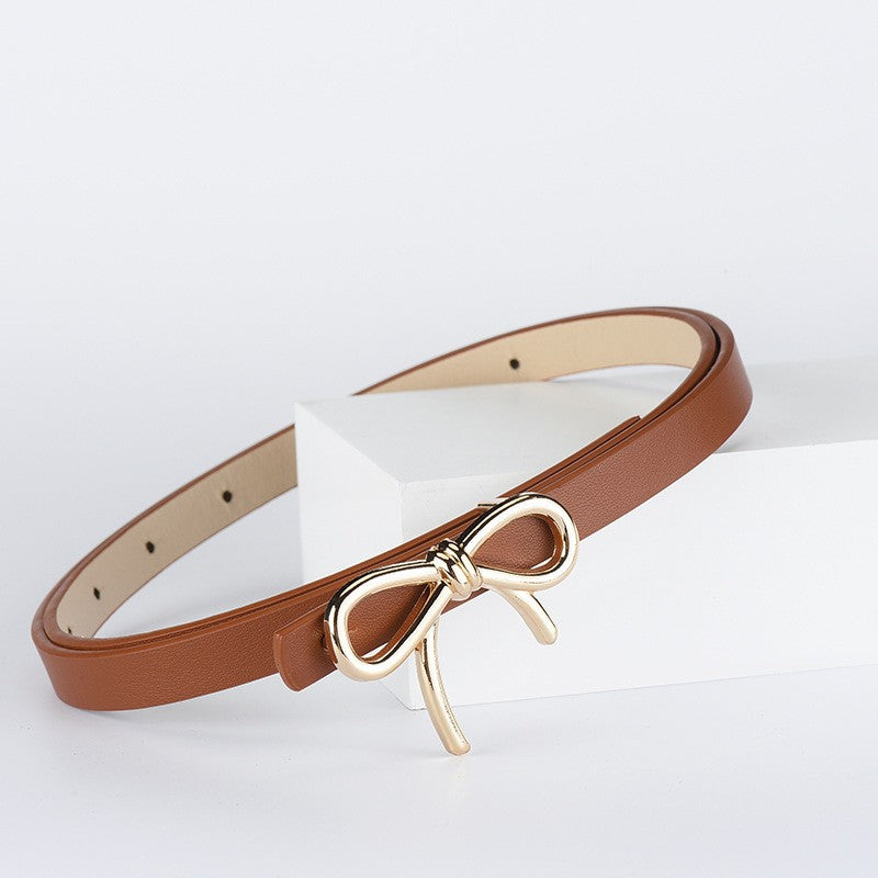 Faux Leather Bow Belt | Cognac