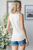Pointelle Button Front Tank Top | Off White