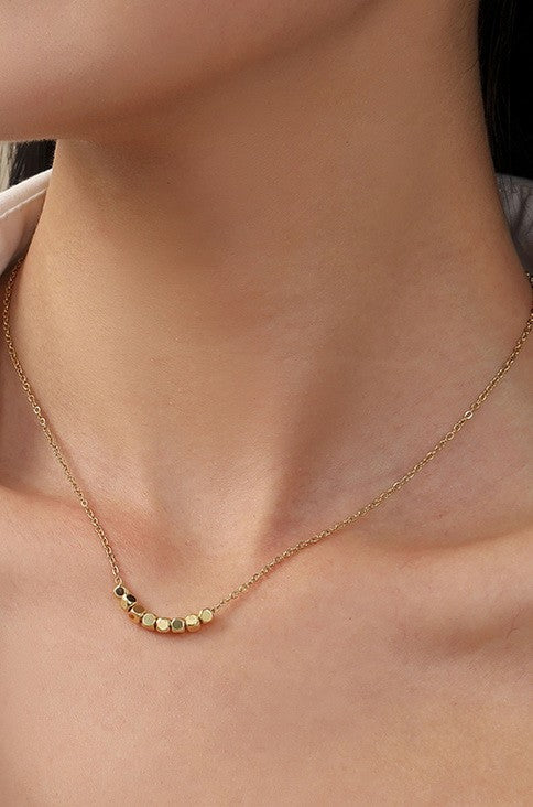 Stainless Cube Accent Necklace | Gold