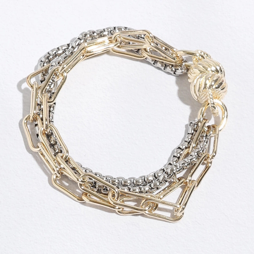 Two Tone Multi Chain Bracelet | Gold/Silver