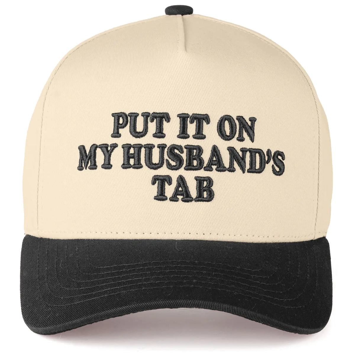 Put It On My Husband's Tab Trucker Cap | Black
