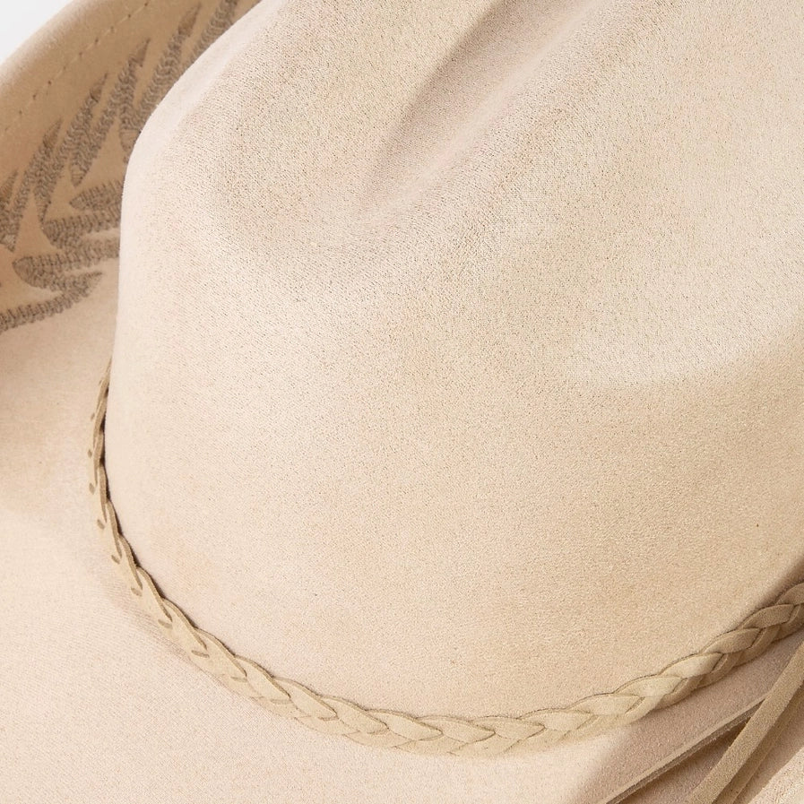Braided Band Embroidered Cowboy Hat | Khaki
