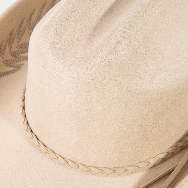 Braided Band Embroidered Cowboy Hat | Khaki