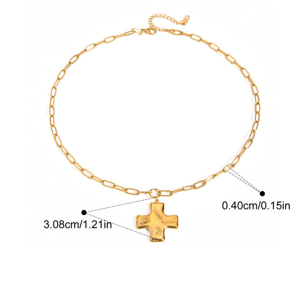 18k Cross Chunky Necklace | Gold