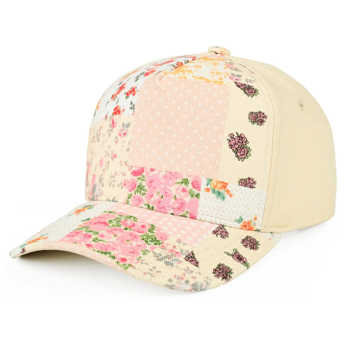 Floral Patchwork Ponytail Trucker Cap | Beige