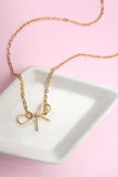 Wire Ribbon Bow Necklace | Gold
