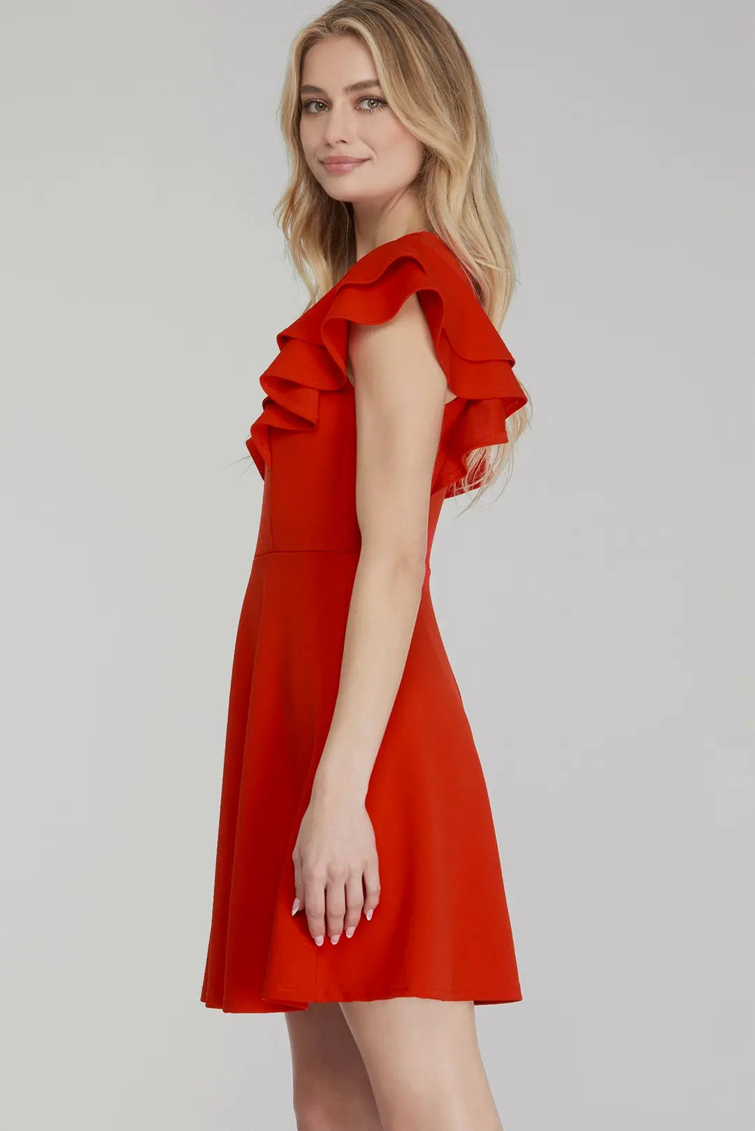 Flutter Sleeve Dress | Red