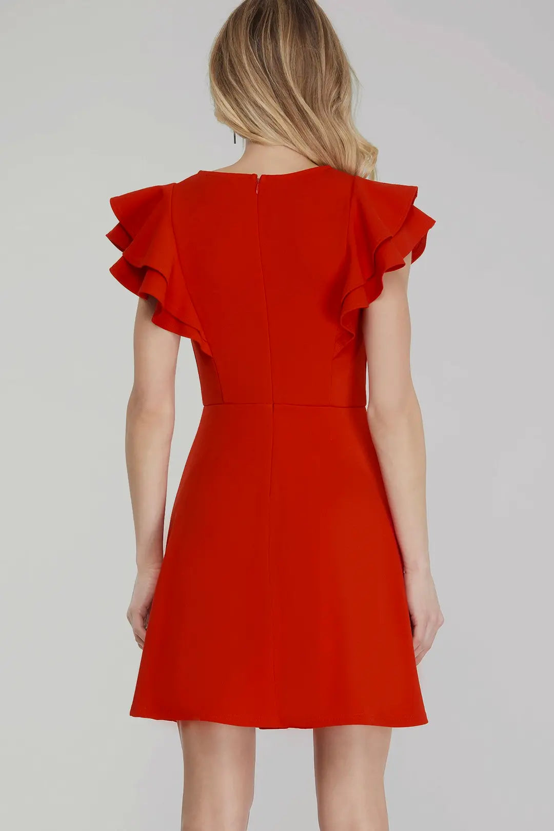 Flutter Sleeve Dress | Red