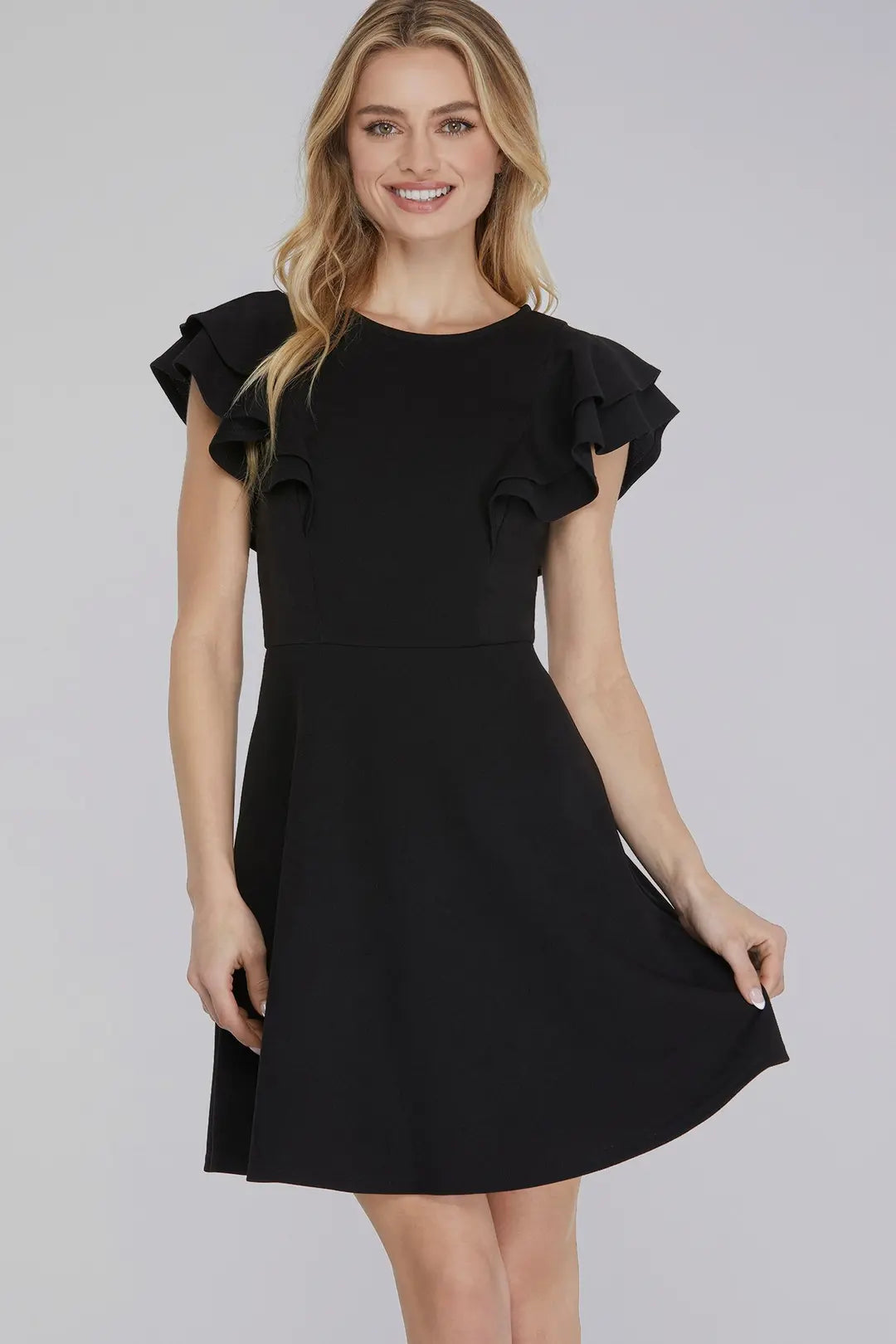 Flutter Sleeve Dress | Black