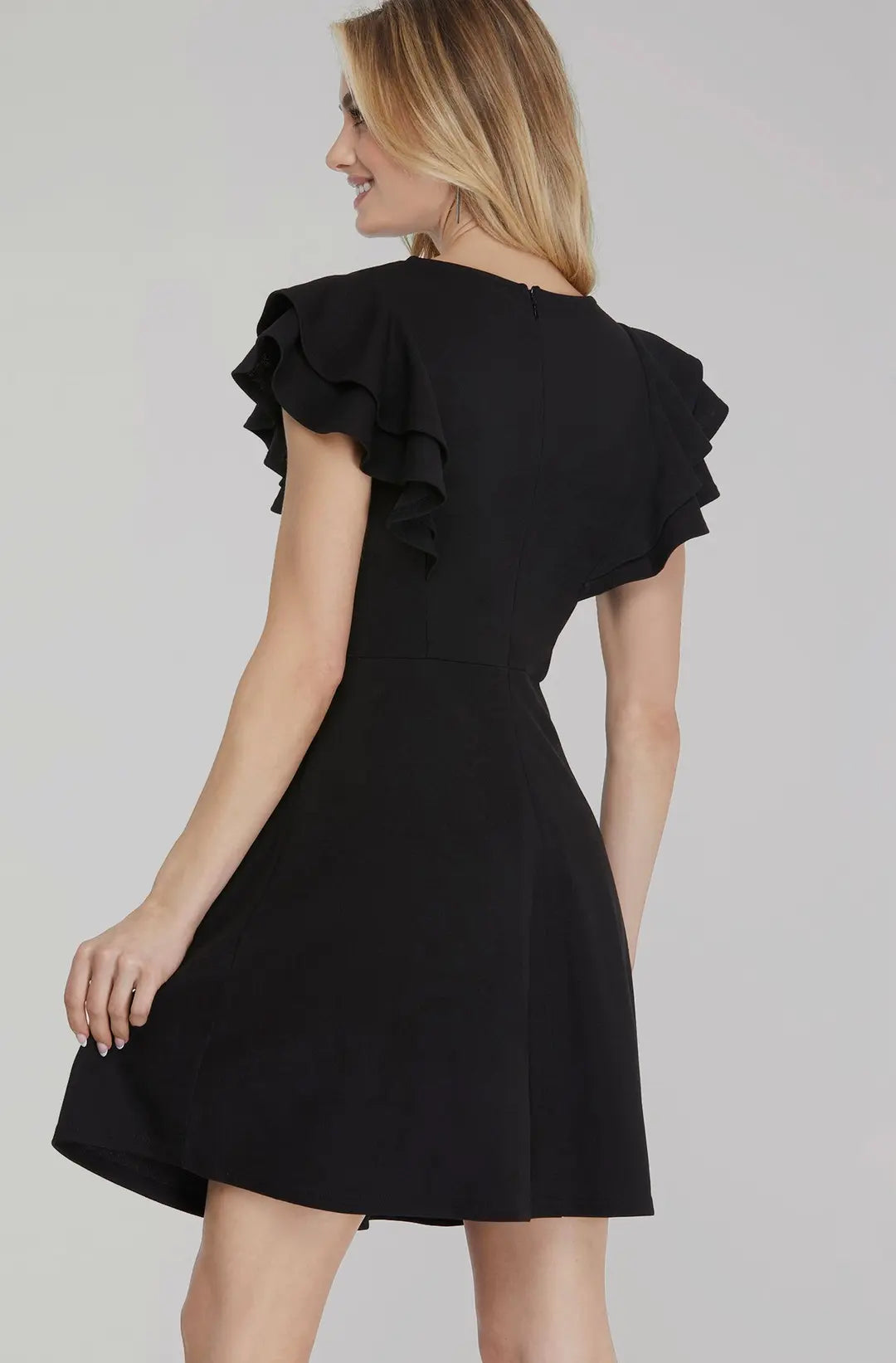 Flutter Sleeve Dress | Black