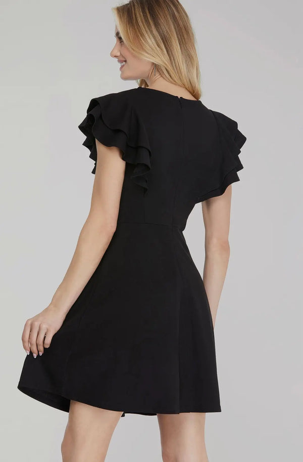 Flutter Sleeve Dress | Black