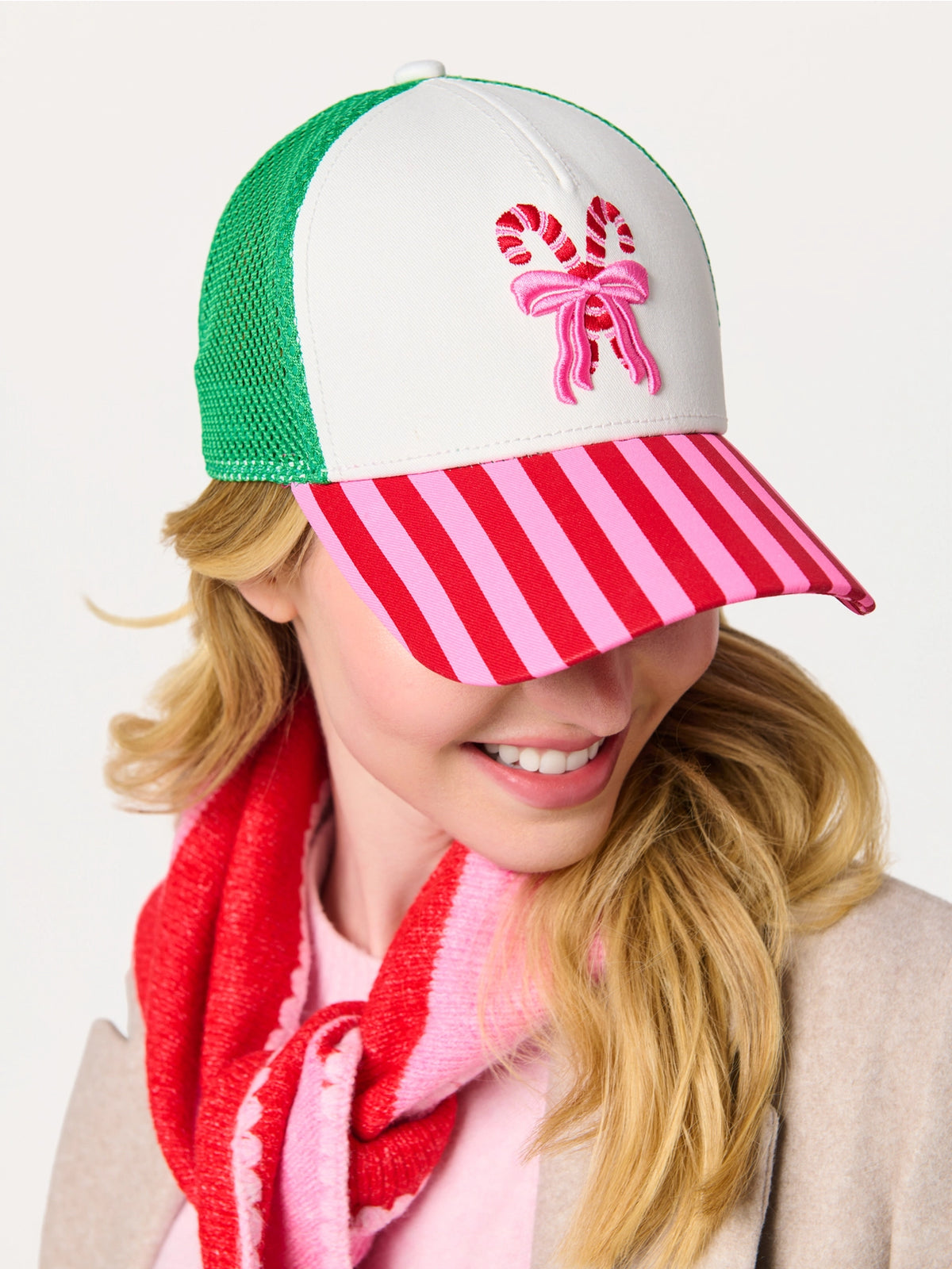 Candy Cane Mesh Back Cap | Pink/Green