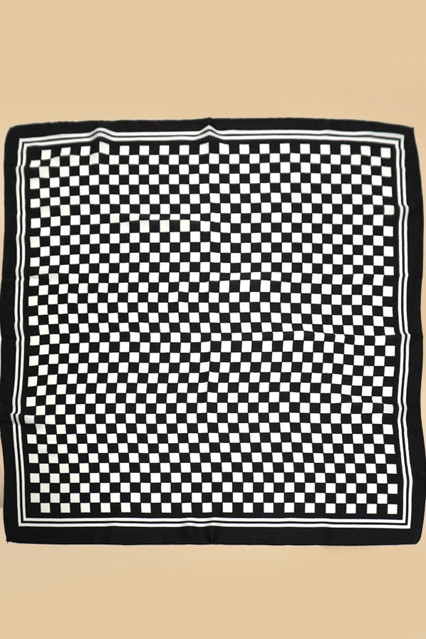 Silky Wild Rag Scarf | Black Checker