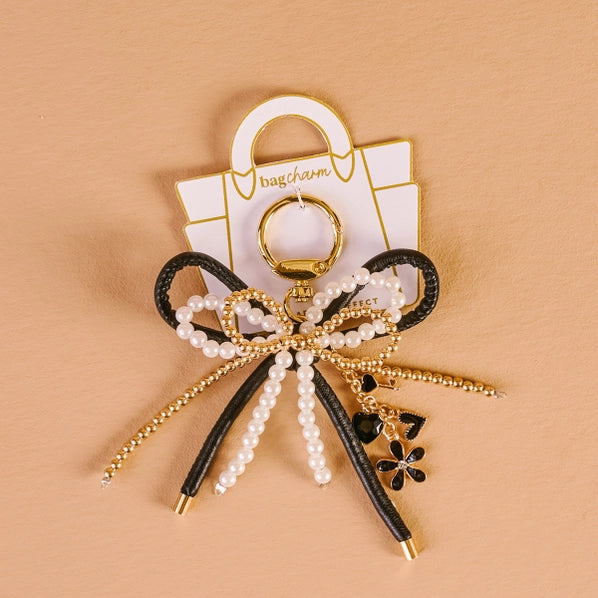 Layered Bows Bag Charm | Luxe Black