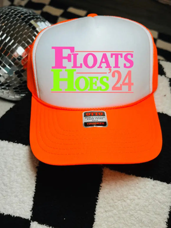Floats Hoes '24 | Foam Trucker Cap | Neon Orange