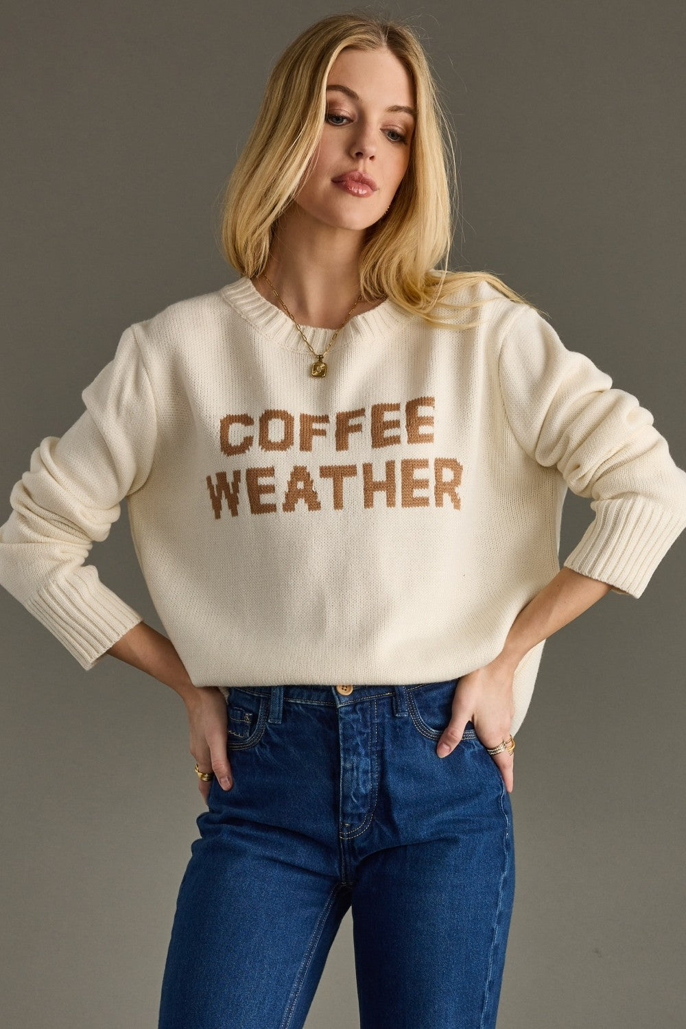Coffee Weather Sweater Top | Ivory