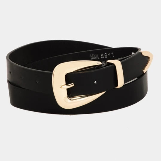 Faux Leather Smooth Belt | Black