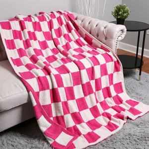 Comfy LUXE Checker Blanket | Fuchsia