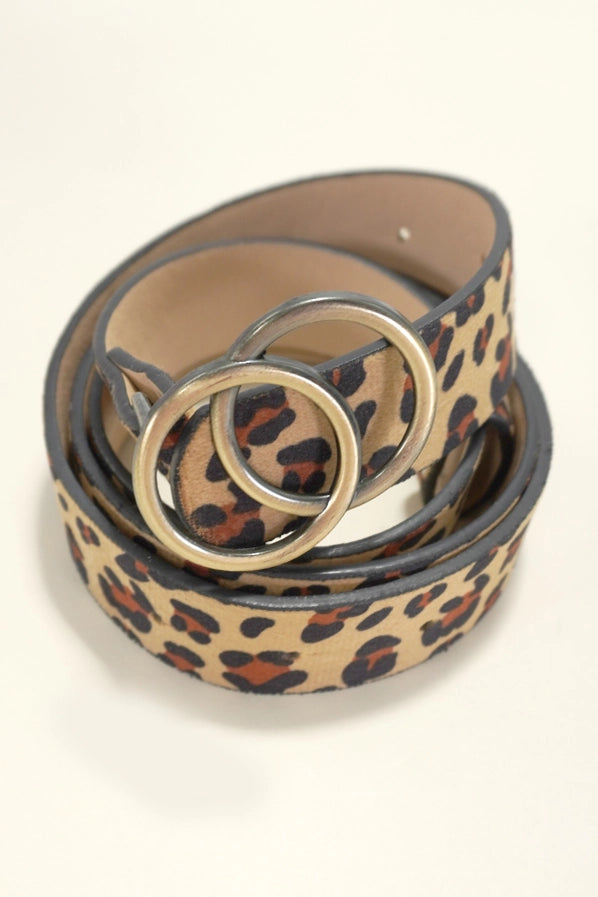 Double O Buckle Faux Leather Belt | Leopard