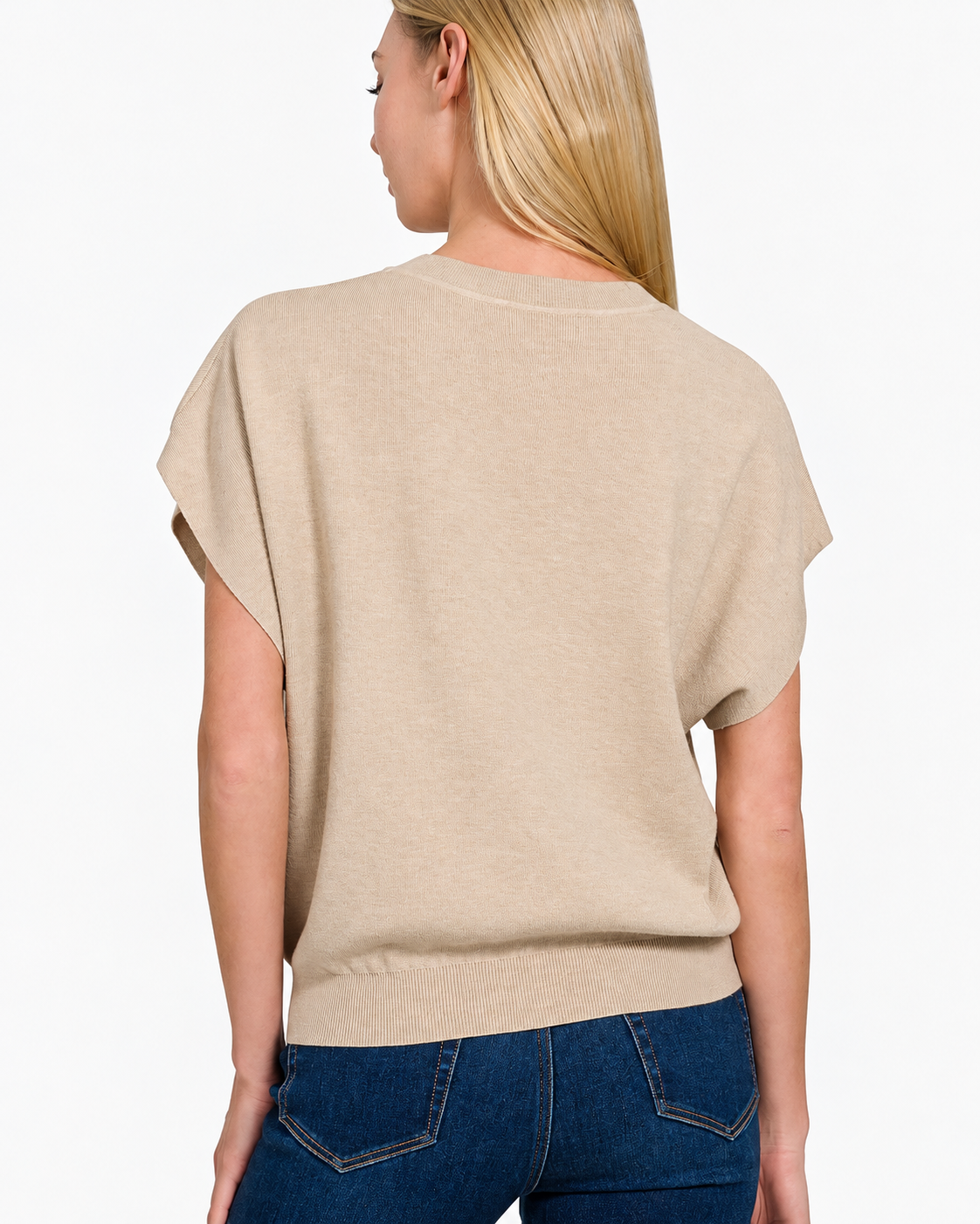 Round Neck Dolman Sleeve Top | Sand Beige