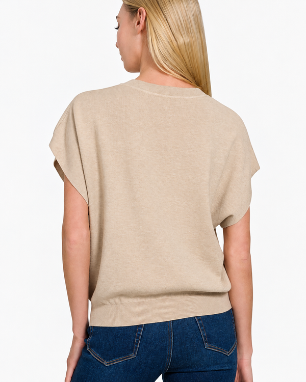 Round Neck Dolman Sleeve Top | Sand Beige