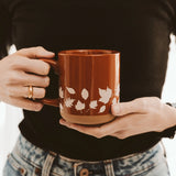 Fall Leaves Stoneware Coffee Mug | Burnt Orange