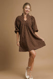 Floral Jacquard Lace Dress | Brown