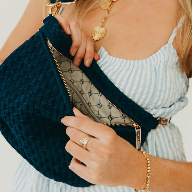 Suede Westlyn Woven Bum Bag | Navy