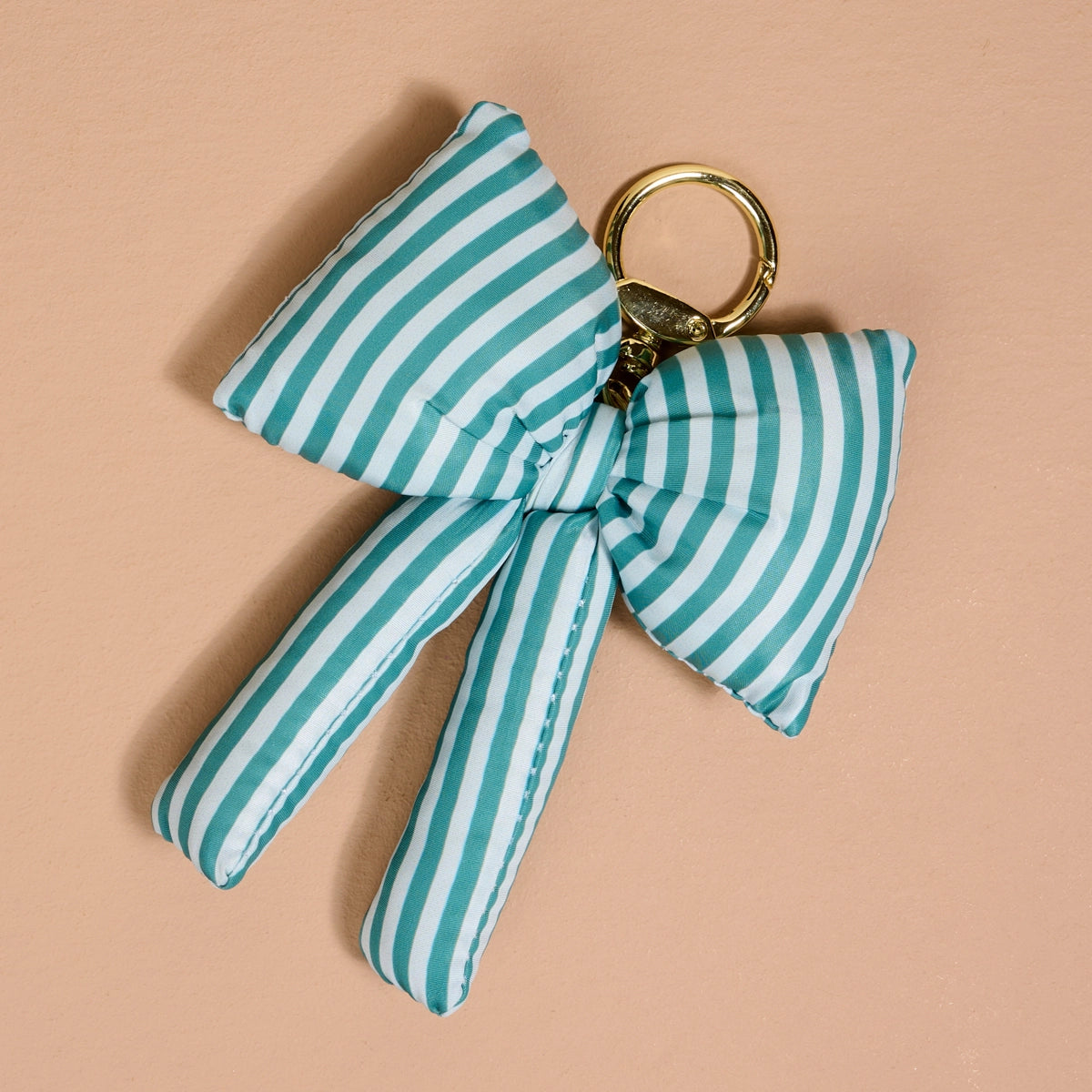 Puffy Bow Bag Charm | Sicily Stripes Teal