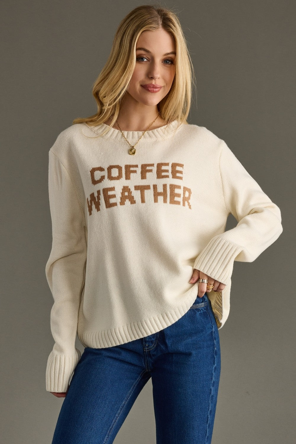 Coffee Weather Sweater Top | Ivory