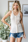 Pointelle Button Front Tank Top | Off White