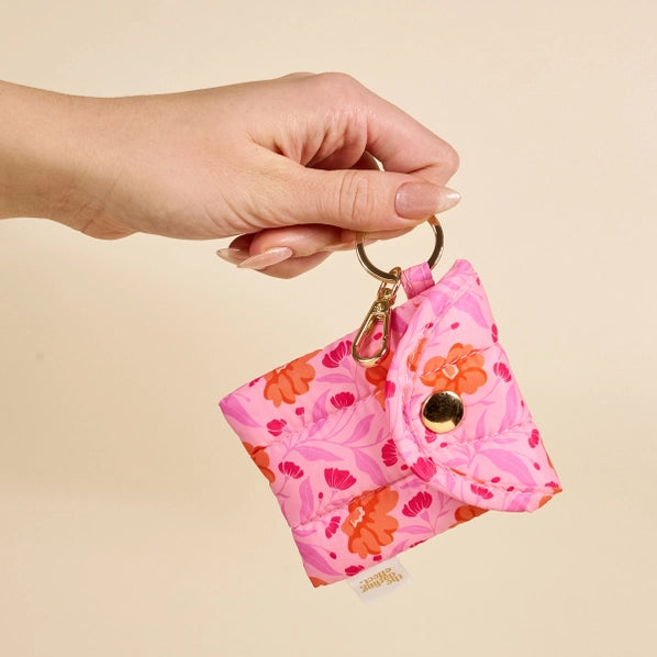 Puffy Earbud Case Keychain | Poppin' Petals Hot Pink