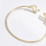 CZ Outlined Cross Edge Bangle Bracelet | Gold