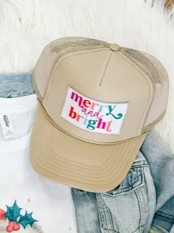 Merry & Bright Trucker Hat | Tan