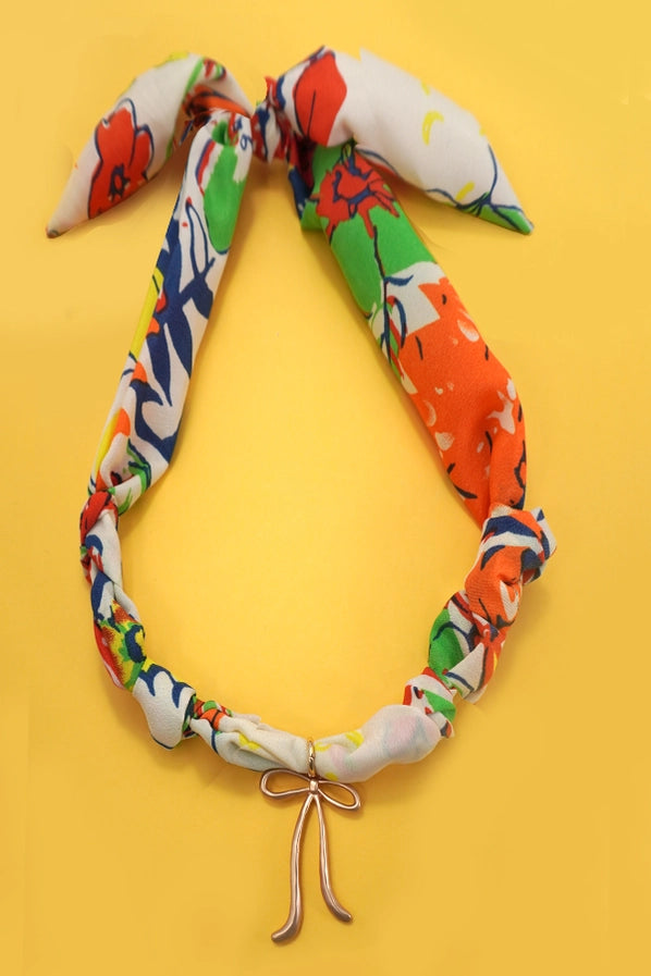 Handmade Scarf Necklace | Multi/Bow