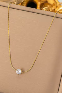18k Dipped Rhinestone Pendant | Gold Necklace