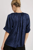 Satin Split Leopard Top | Navy