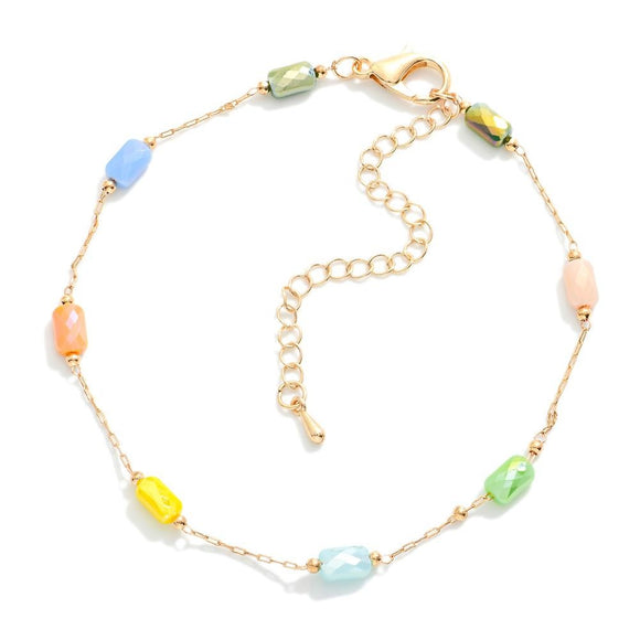 Beaded Gold Chain Anklet | Multi