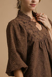 Floral Jacquard Lace Dress | Brown