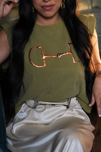 Horse Bit Muscle Tank | Olive