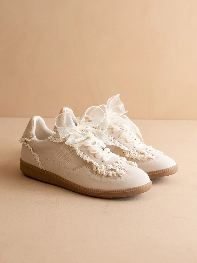 The April | Cream Lace Trimmed Retro Sneaker